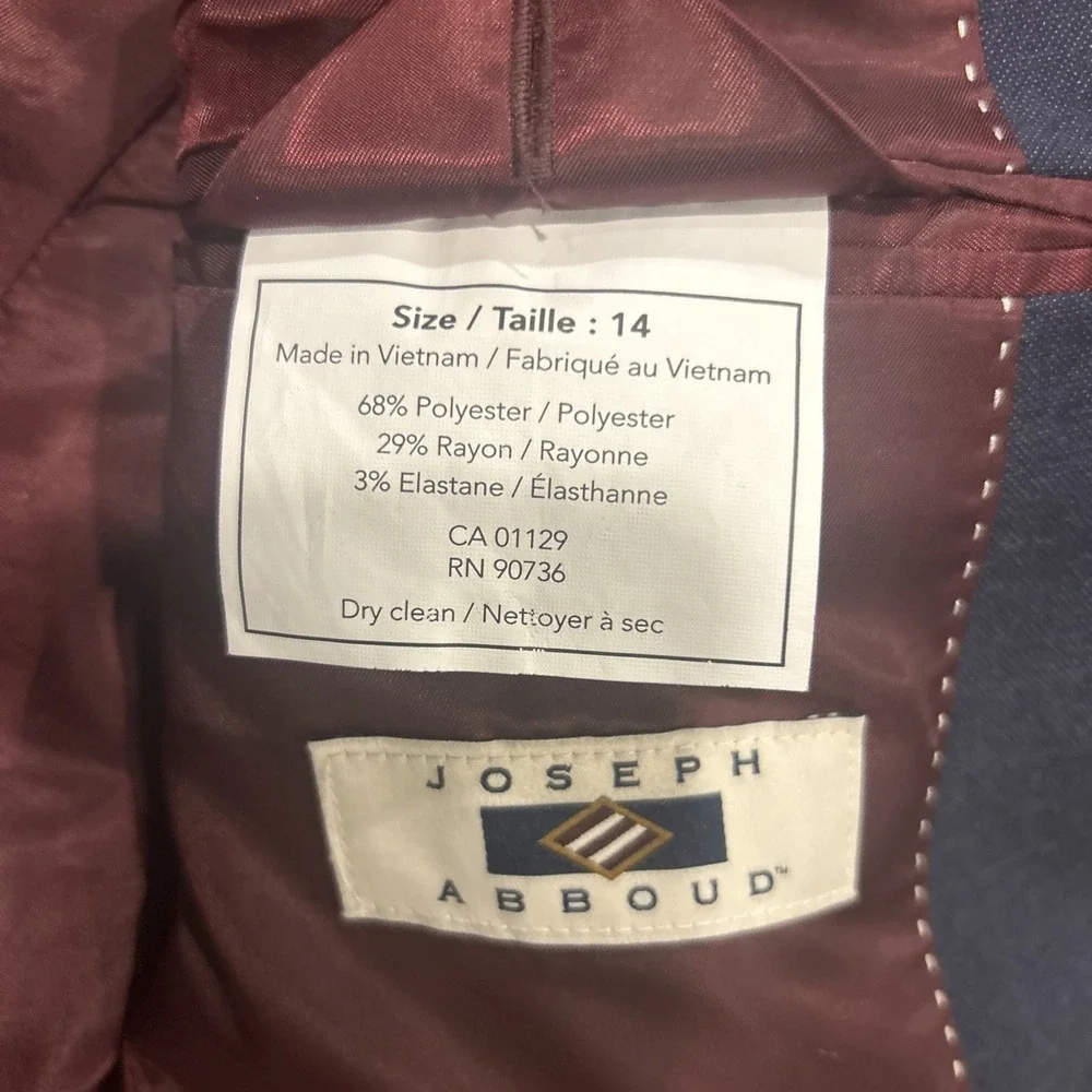 Joseph Abboud Blazer Jacket Kids Size 10 Blue Red Liner 2 Button Polyester Blend - Picture 2 of 10